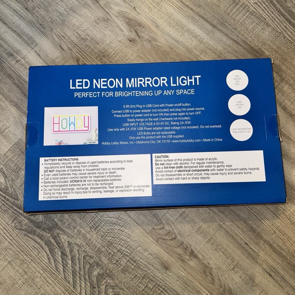 Led Neon Howdy Sign Mirror - Picture 3 of 3
